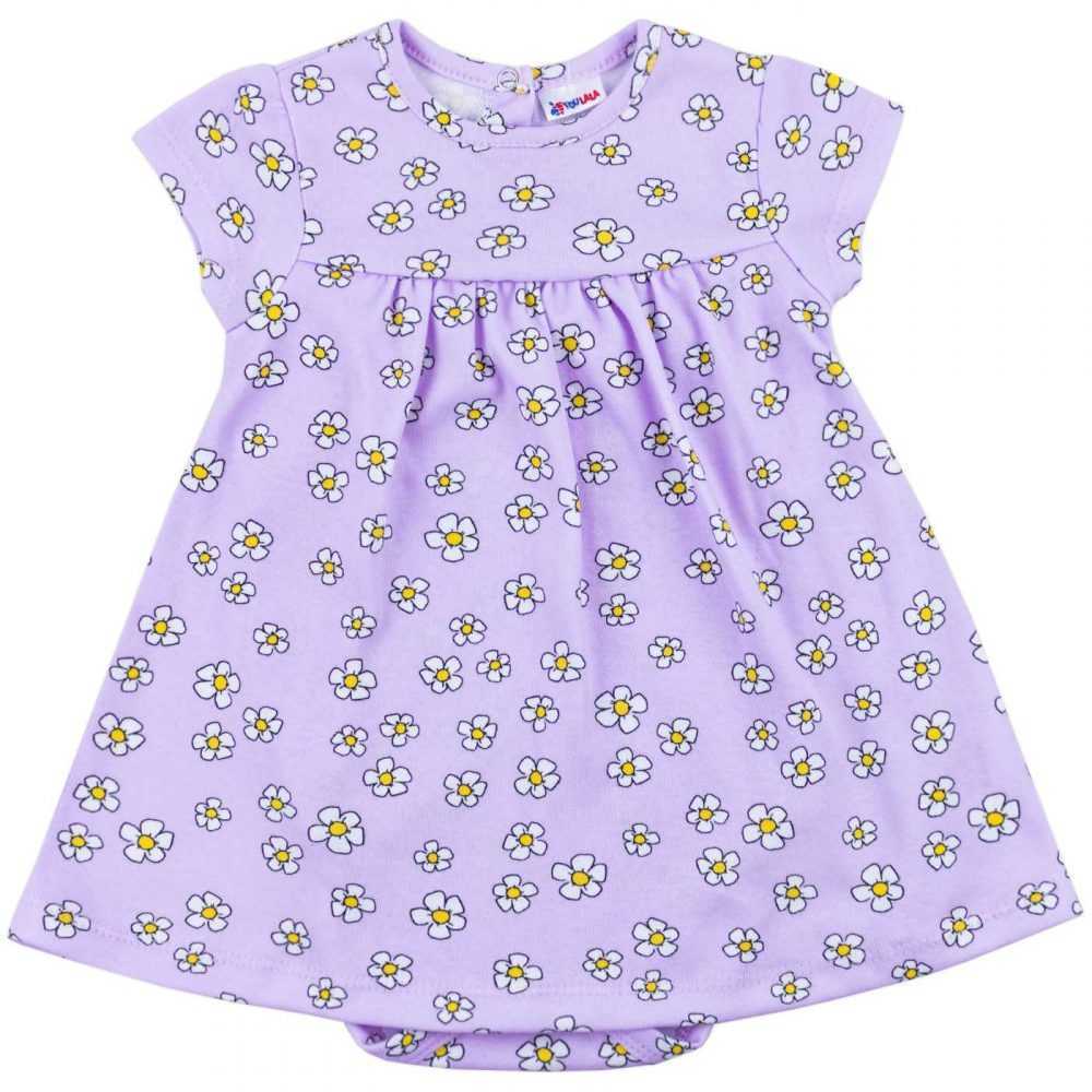 Фиолетовое платье-боди на девочку с коротким рукавом