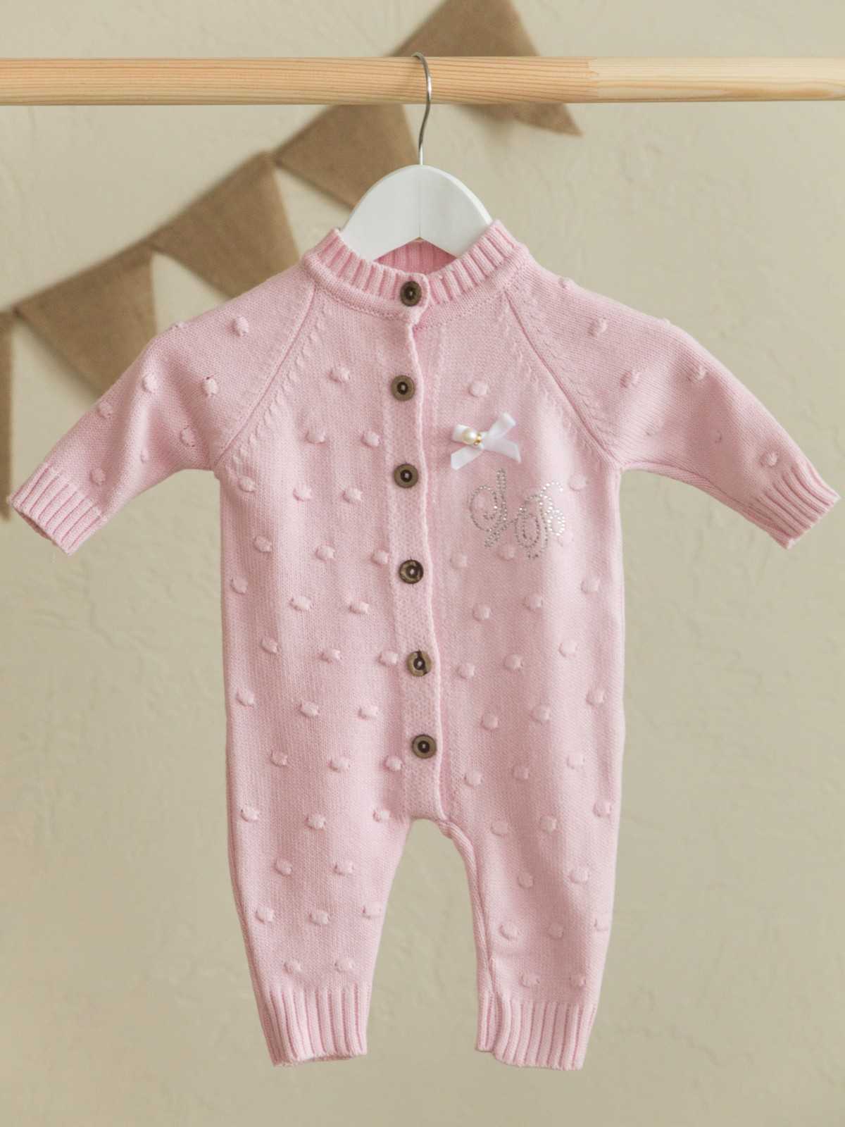 Вязаный комплект для новорождённых (розовый)
