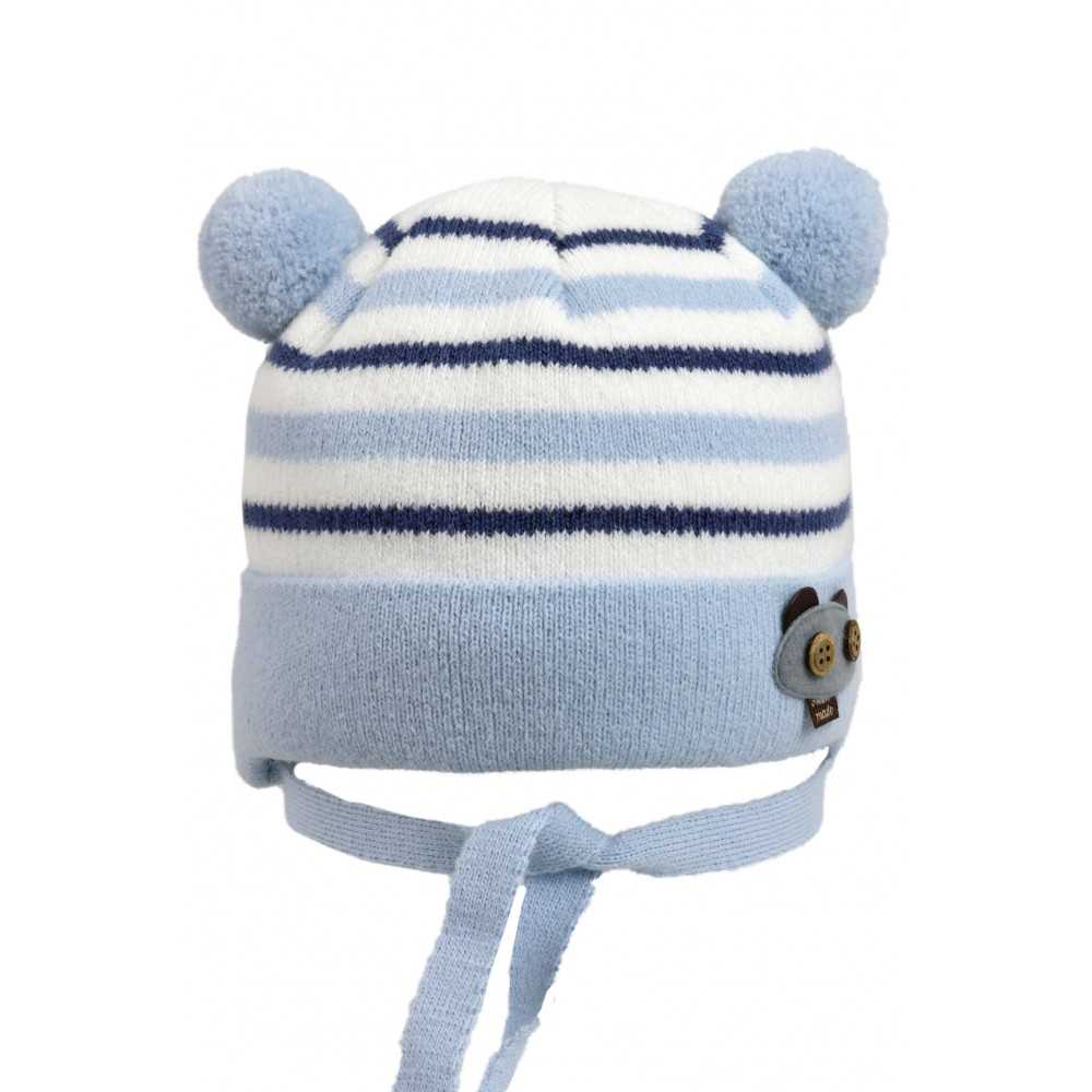 Детская зимняя шапка на завязках р. 42-44 (4-6 месяцев)