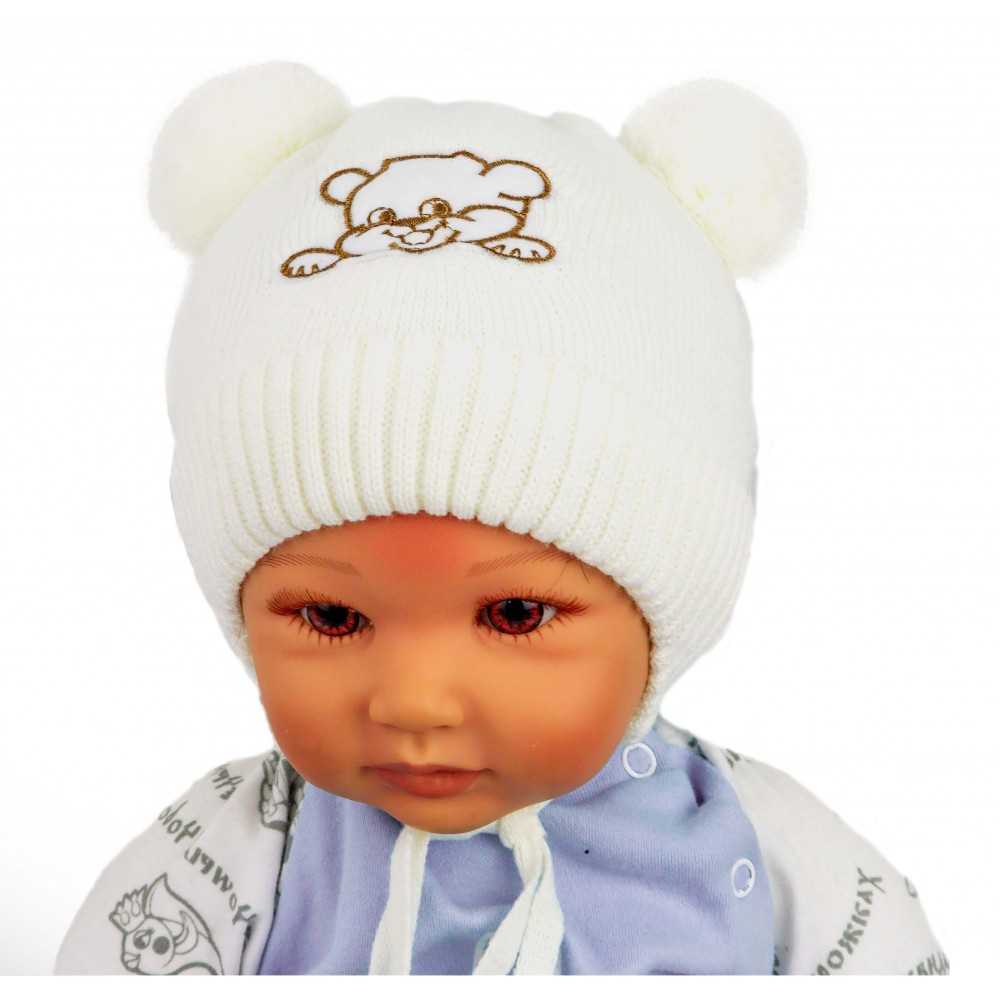 Зимняя шапка Мишка р.36-38 для новорождённых