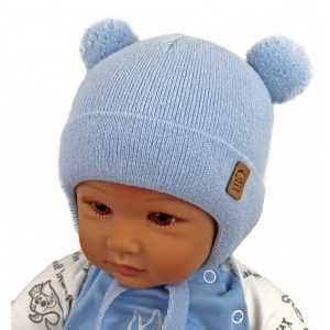 Зимняя шапка на завязках для новорождённых р. 38-40