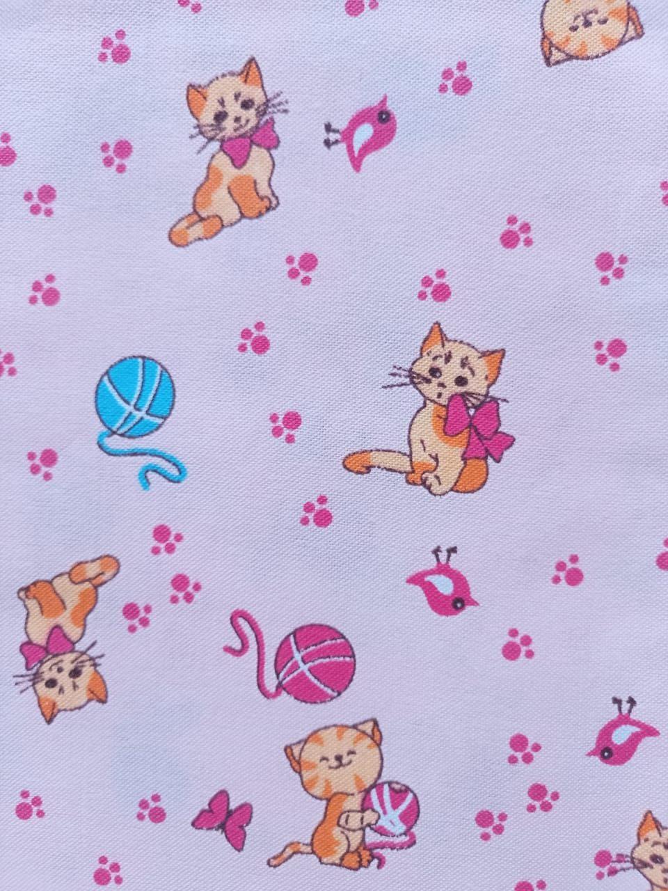 Пеленка для новорождённых Забавный котик 80х120 розовая