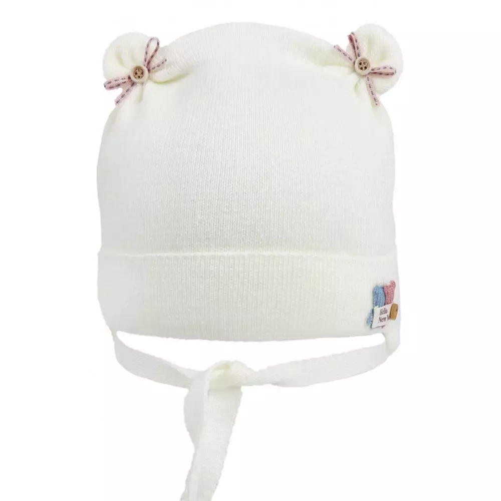 Белая зимняя шапка на девочку р. 44-46 (6-12 месяцев)